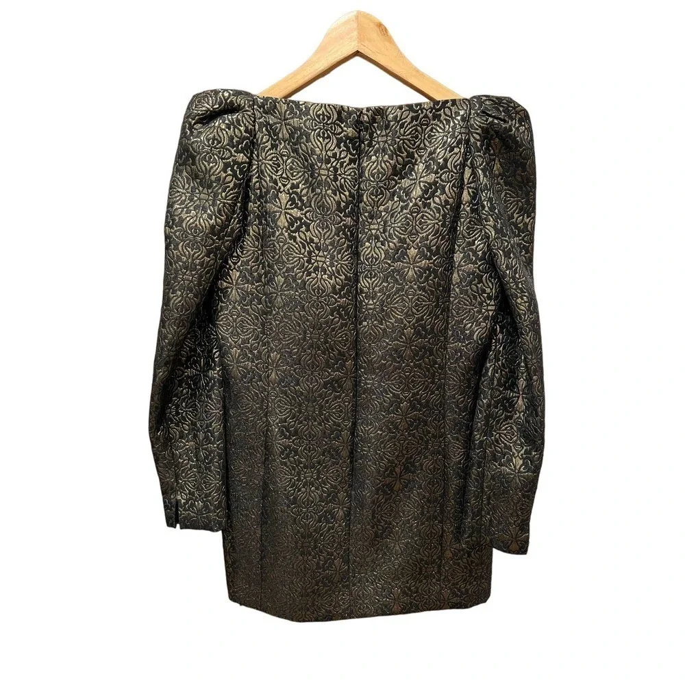 Vintage Jacquard Black & Gold Mini dress - Picture 7 of 8